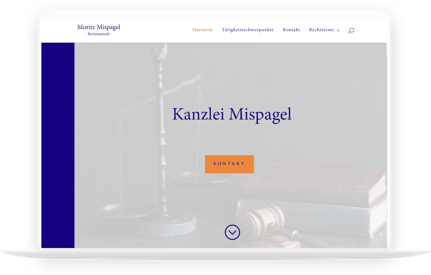 Homepage für Rechtsanwalt Moritz Mispagel Screen im Laptop