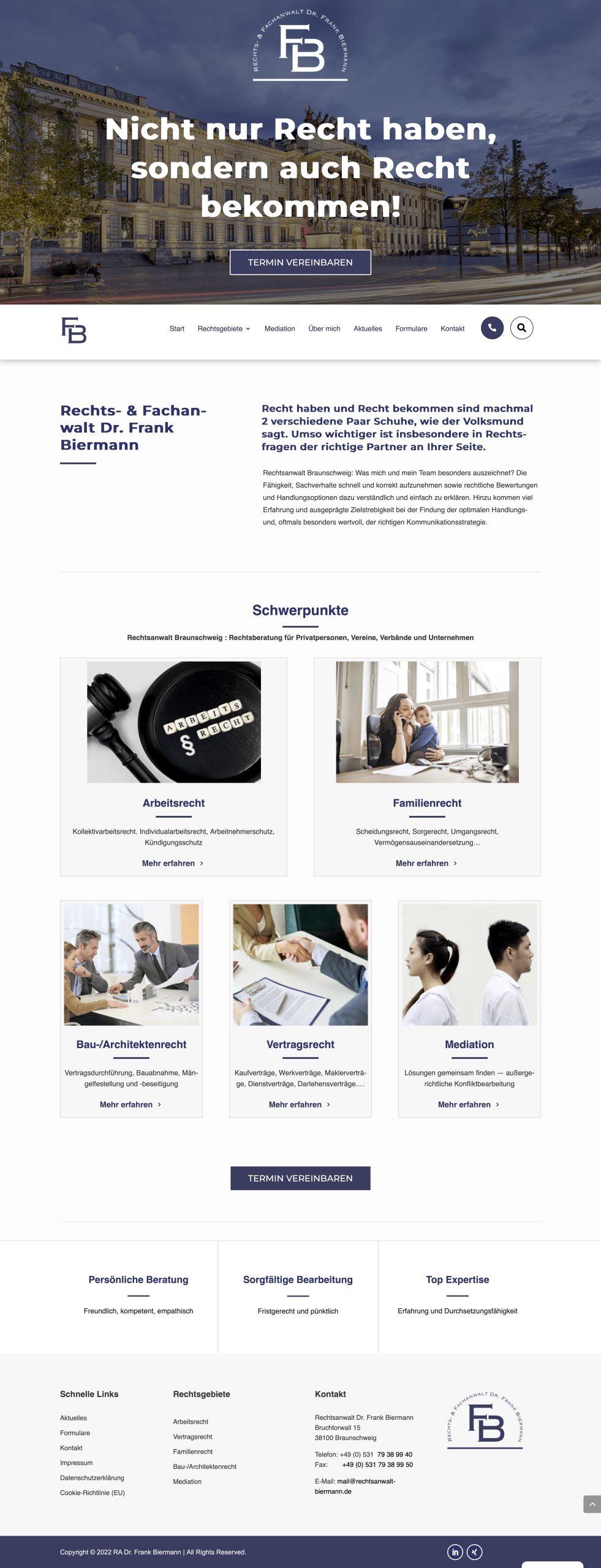 Auflösung einer GbR - Neuanfang Rechtsanwalt Dr. Biermann - Braunschweig - Website - Webdesign